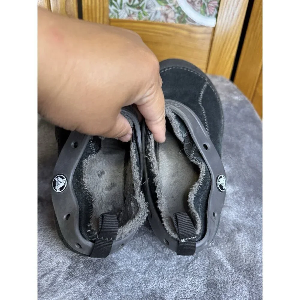 CROCS Dawson Black Suede Faux Fur Kids Unisex Shoes Child Sz C12/13 2 Pairs